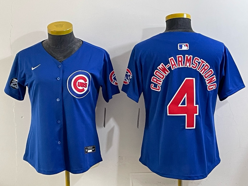 Youth Chicago Cubs #4 Crow-Armstrong Blue Nike MLB 2025 Jersey 001
